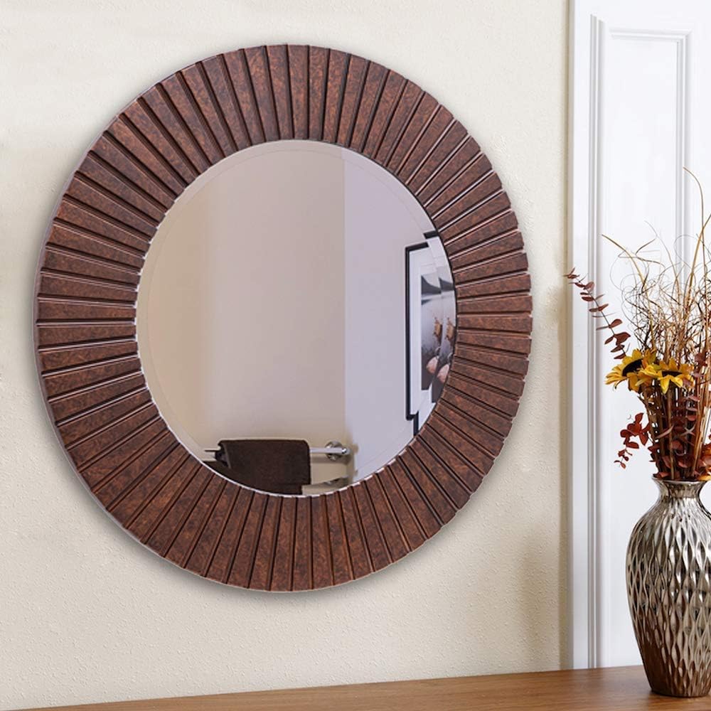 Round Luxe Black Wall Mirror — 30" — Bronze