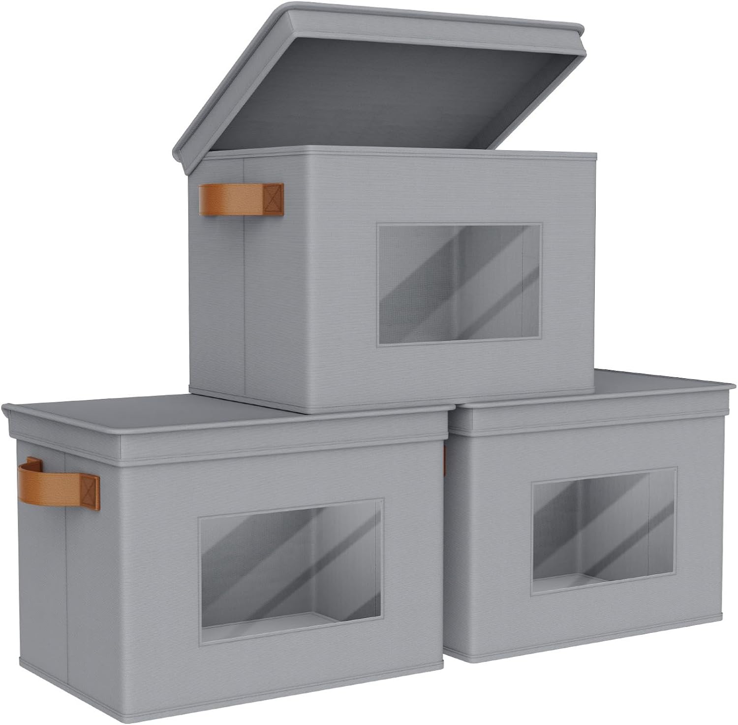 Beige Storage Bin — 12" — Gray