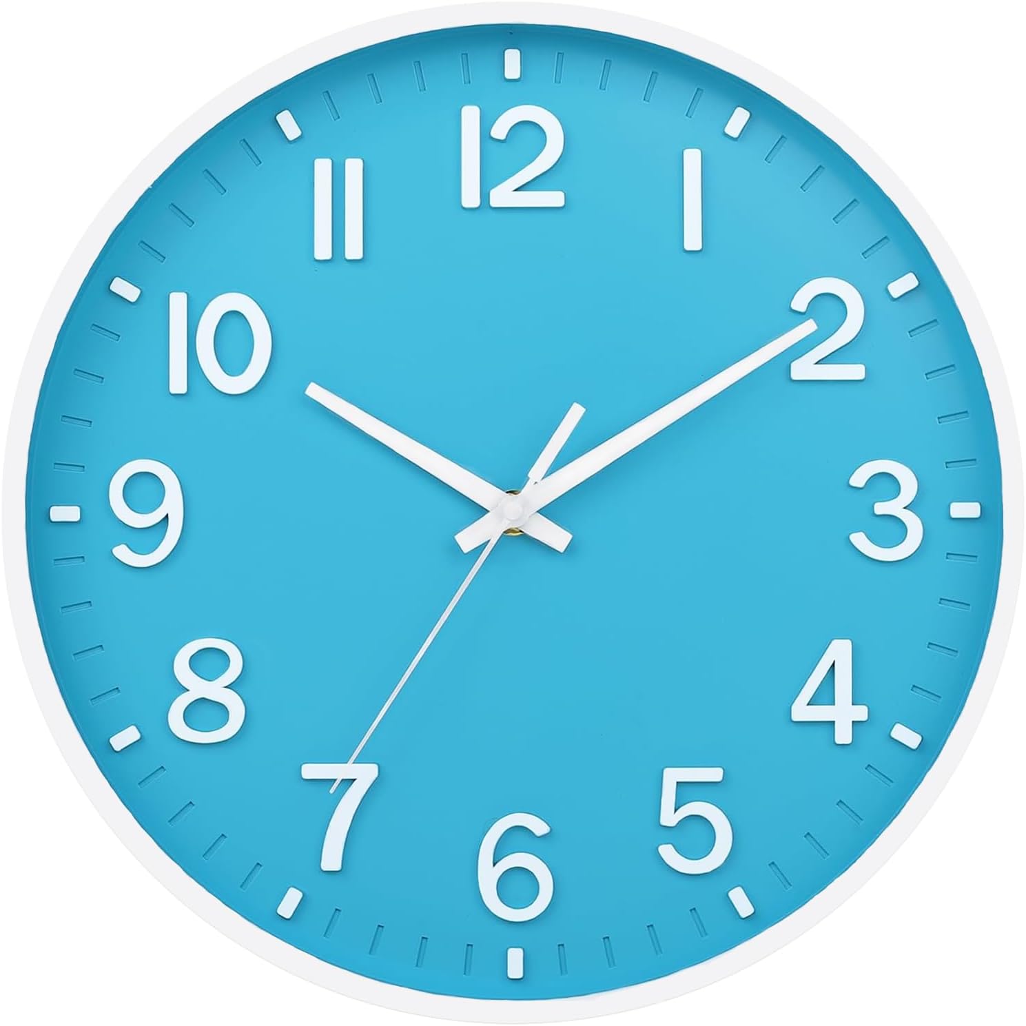 Battery Operated Luxe Black Wall Clock — 8" — Blue
