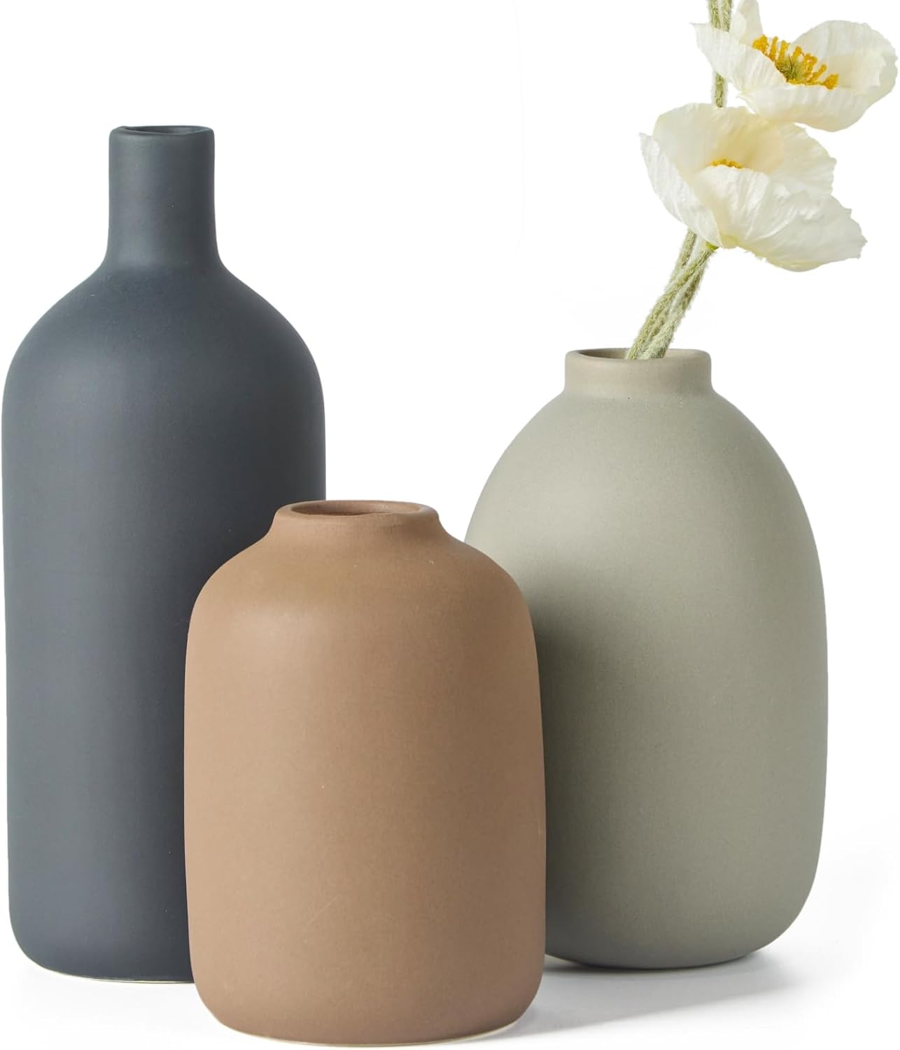 Farmhouse Beige Vase Set — Set of 3 — Neutral Set of 3