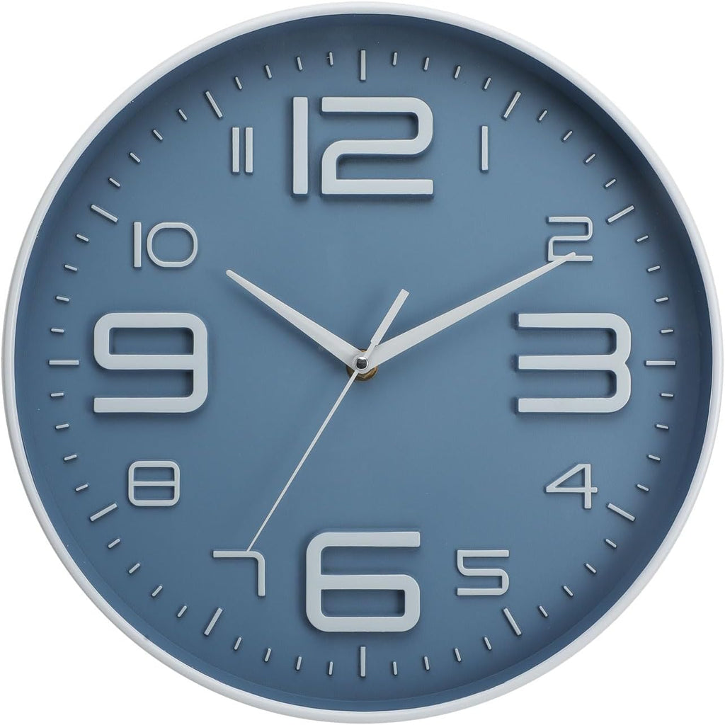 Round Modern Grey Wall Clock — 12" — Grey 01