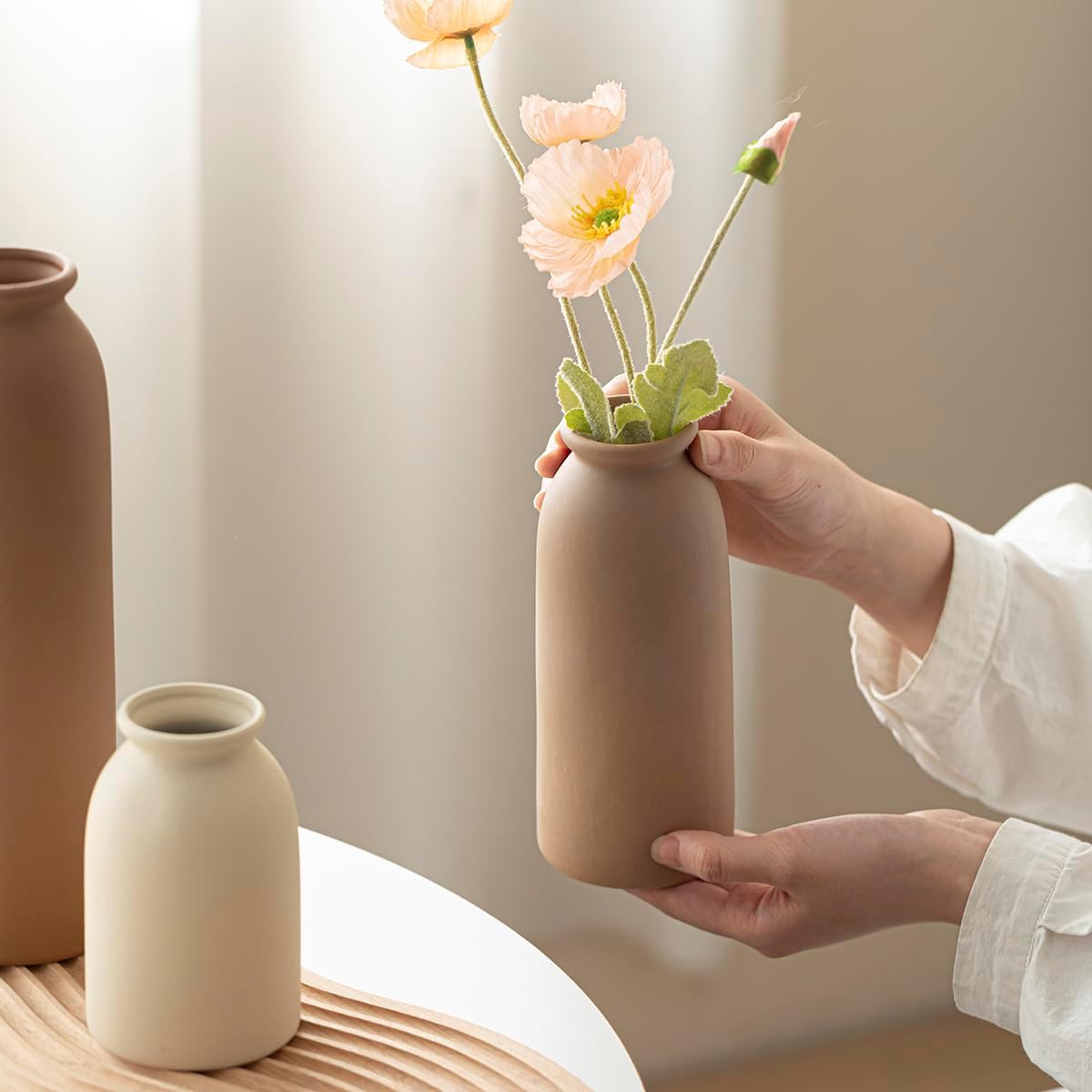 Boho Beige Vase Set — 4" - View 5