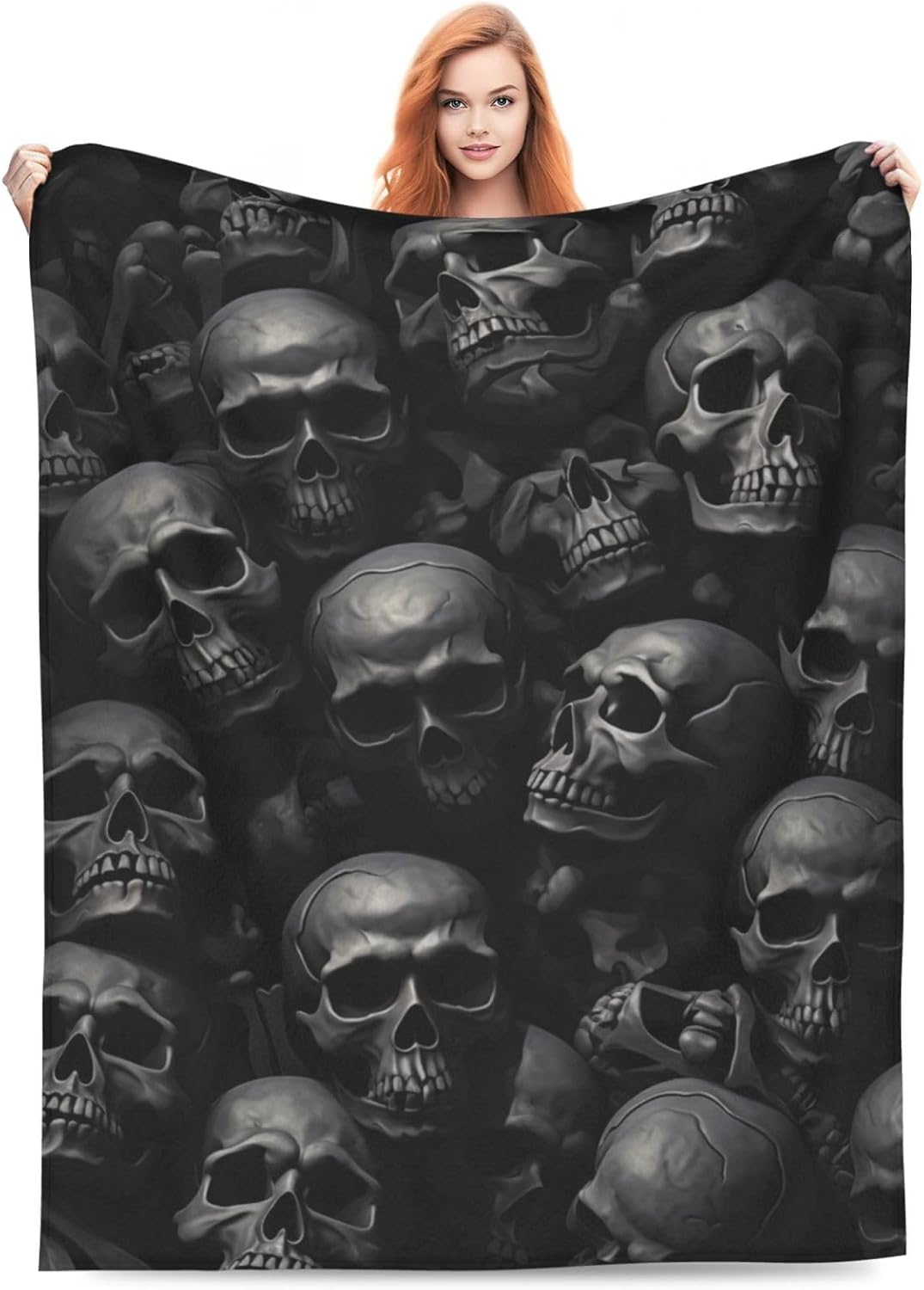 Black Throw Pillow — 80" — Black Skull