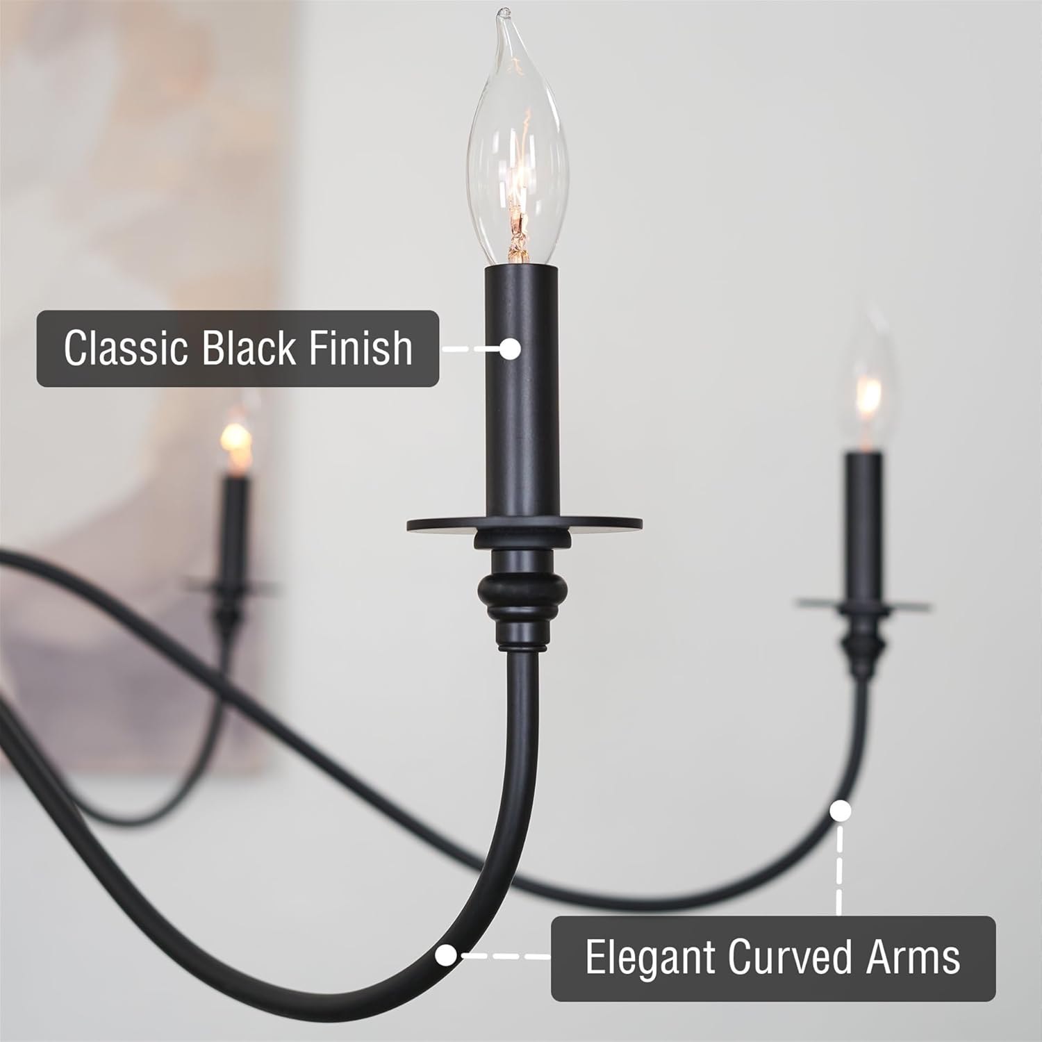 Farmhouse Black Chandelier — 6-Light - View 2