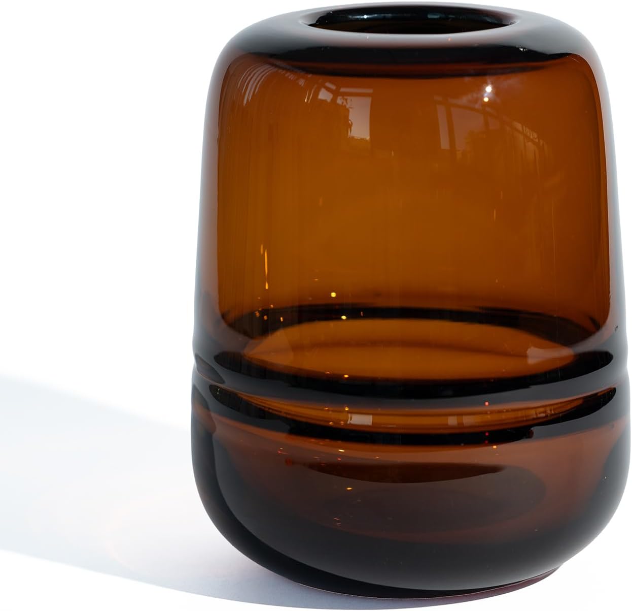 Round Modern Blue Flower Vase — 7" — Amber