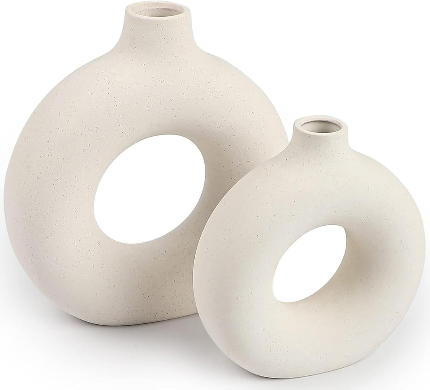 Boho Black Vase — Set of 2 — White