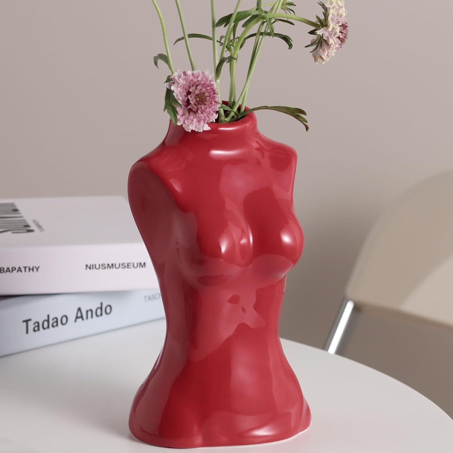 Modern Black Flower Vase — Set of 3 — Female Vase- Red