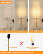 Dimmable Luxe Beige Bedside Lamp — 5" - View 2