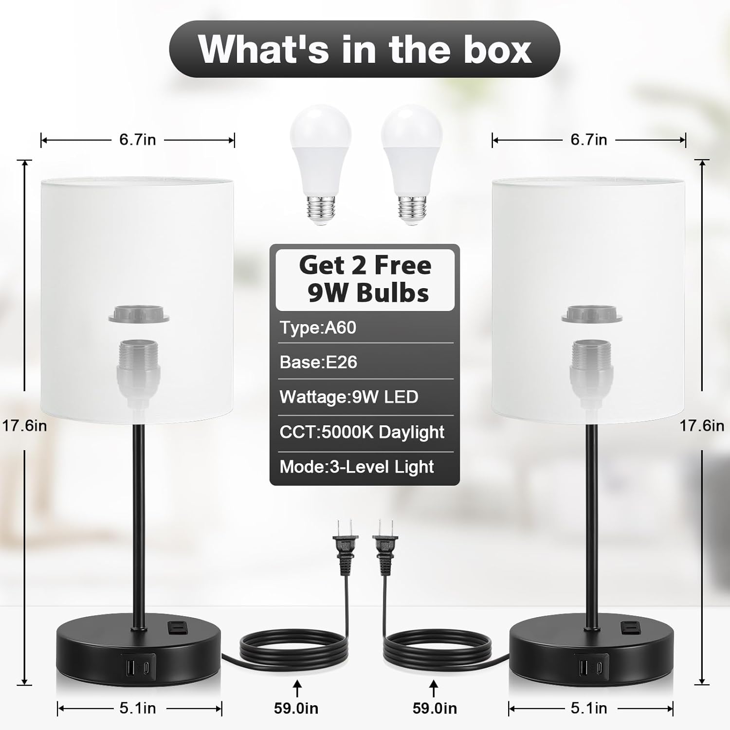 Dimmable Black Table Lamp — Set of 2 - View 4