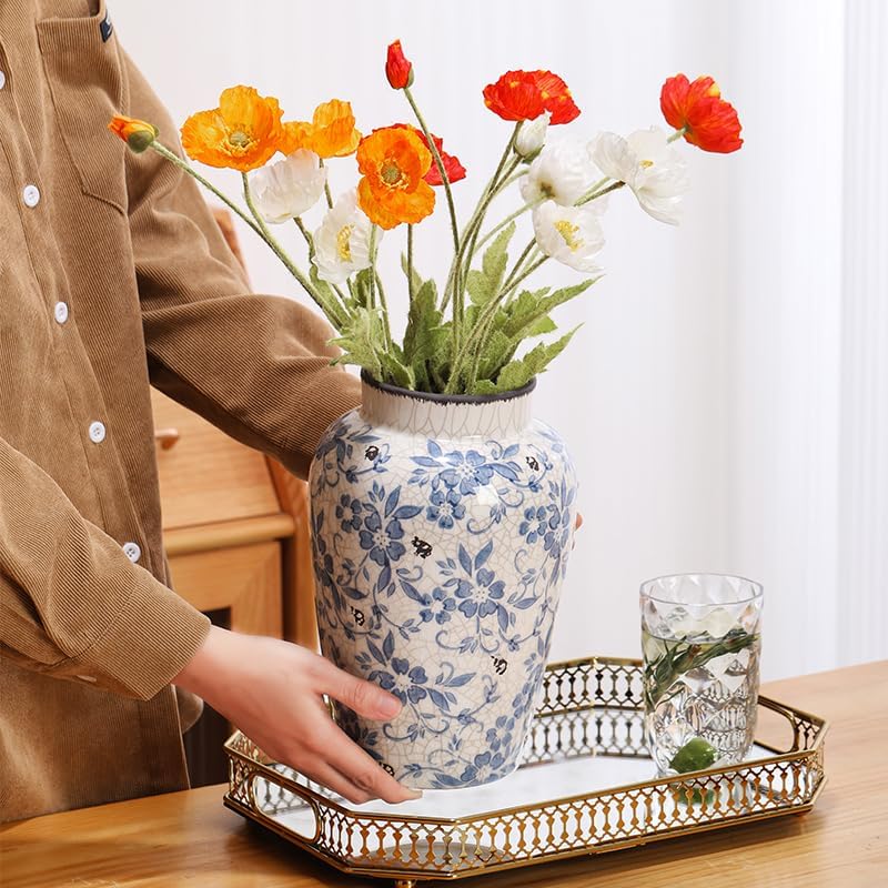 Vintage Farmhouse Ceramic Flower Vase — 8" - View 4