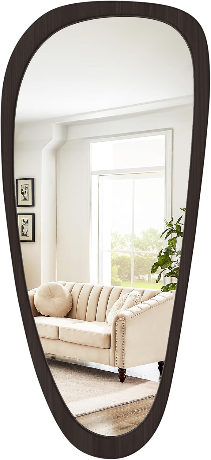 Luxe Black Wall Mirror — 28" — Dark Brown