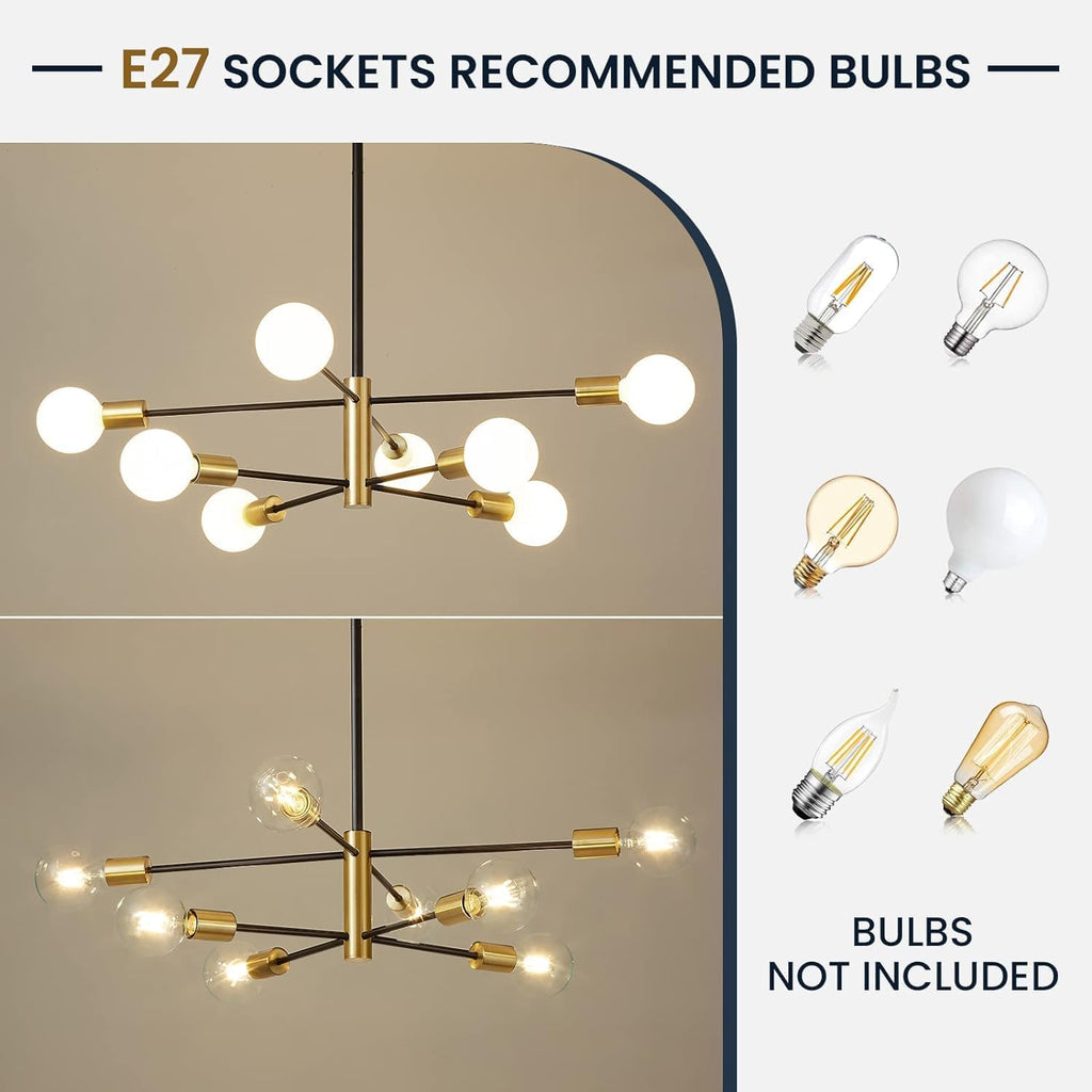 Adjustable Farmhouse Metal Chandelier — 8-Light - View 5