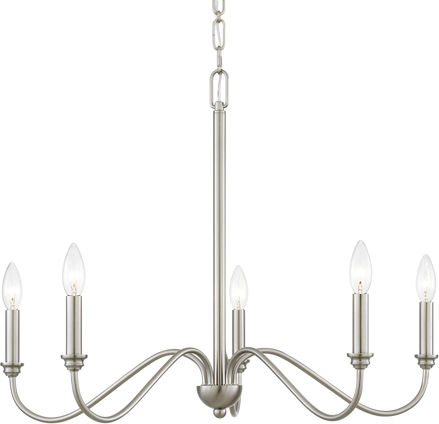 Farmhouse Black Chandelier — 6-Light — Brushed Nickel