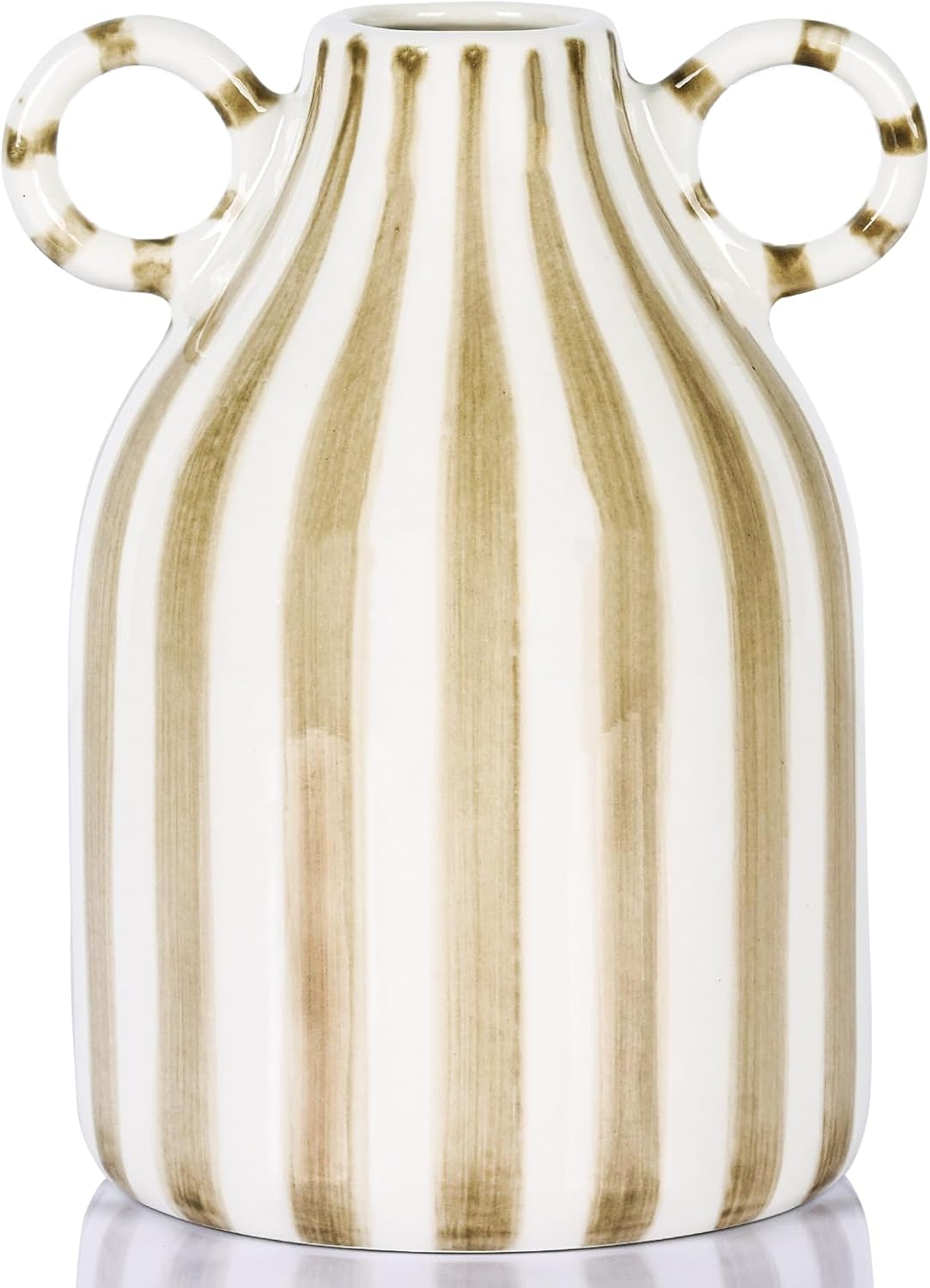 Boho Black Flower Vase — Brown and White