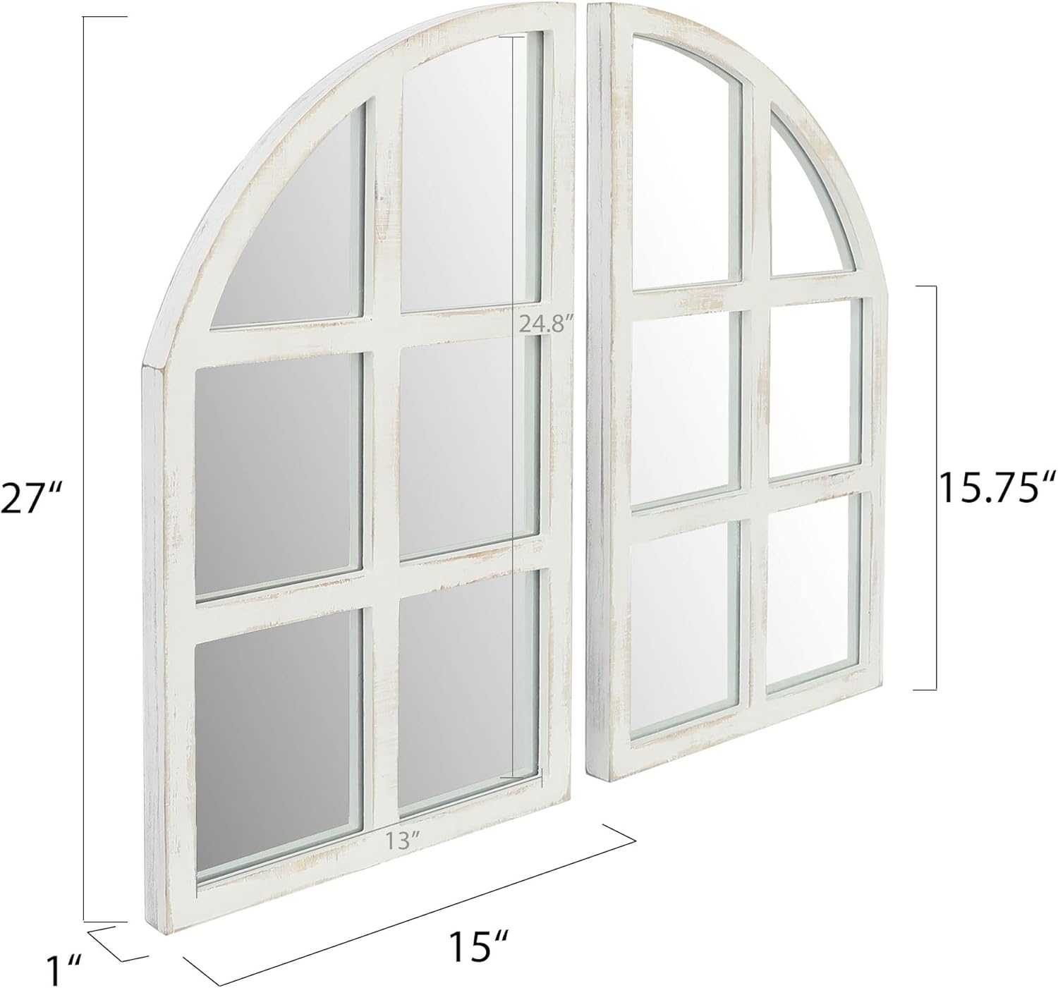 Rectangular Farmhouse Glass Wall Mirror — Set of 2 - View 7