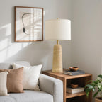 Linen Modern Beige Bedside Lamp — 27.25" - View 5