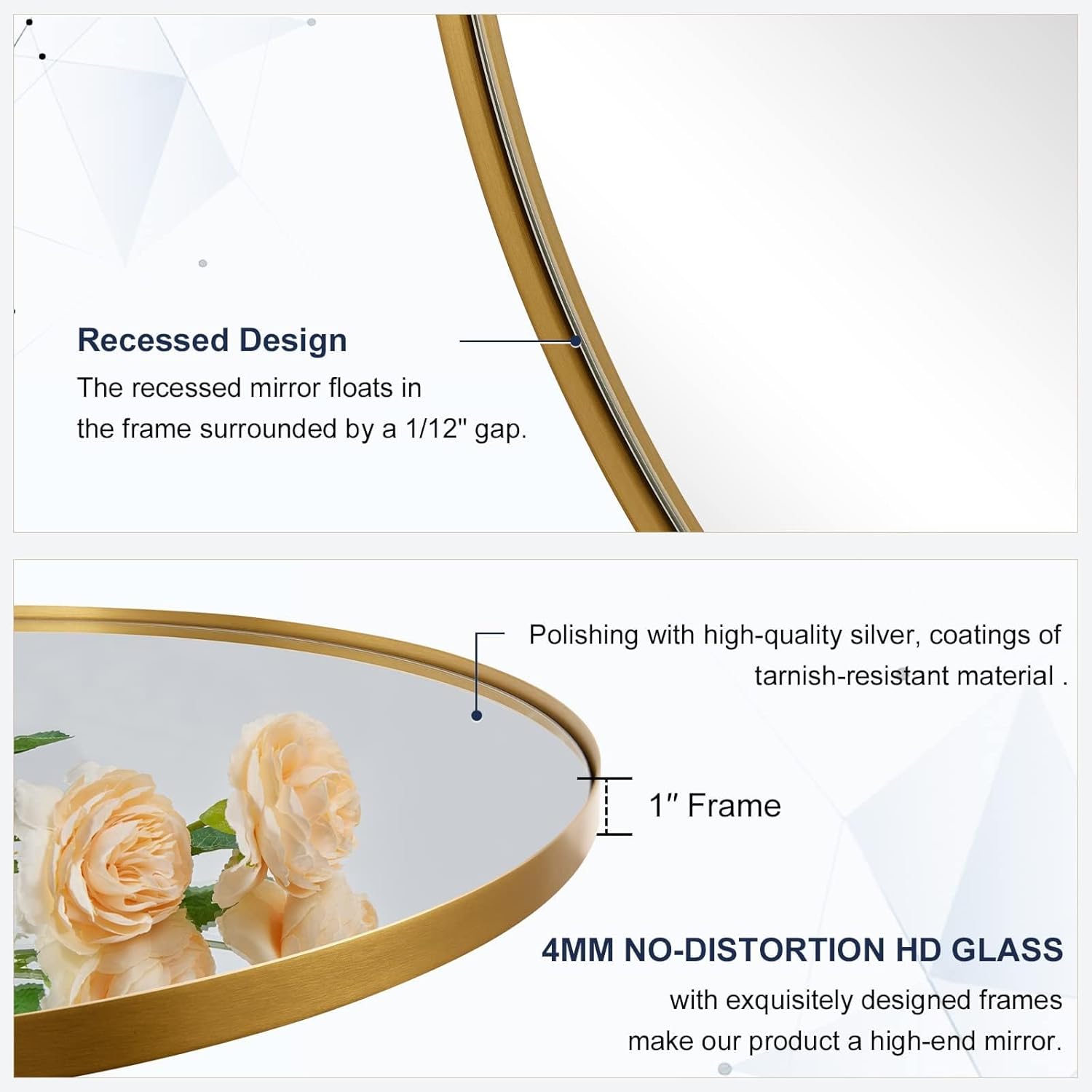 Luxe Black Round Mirror — 1" - View 3