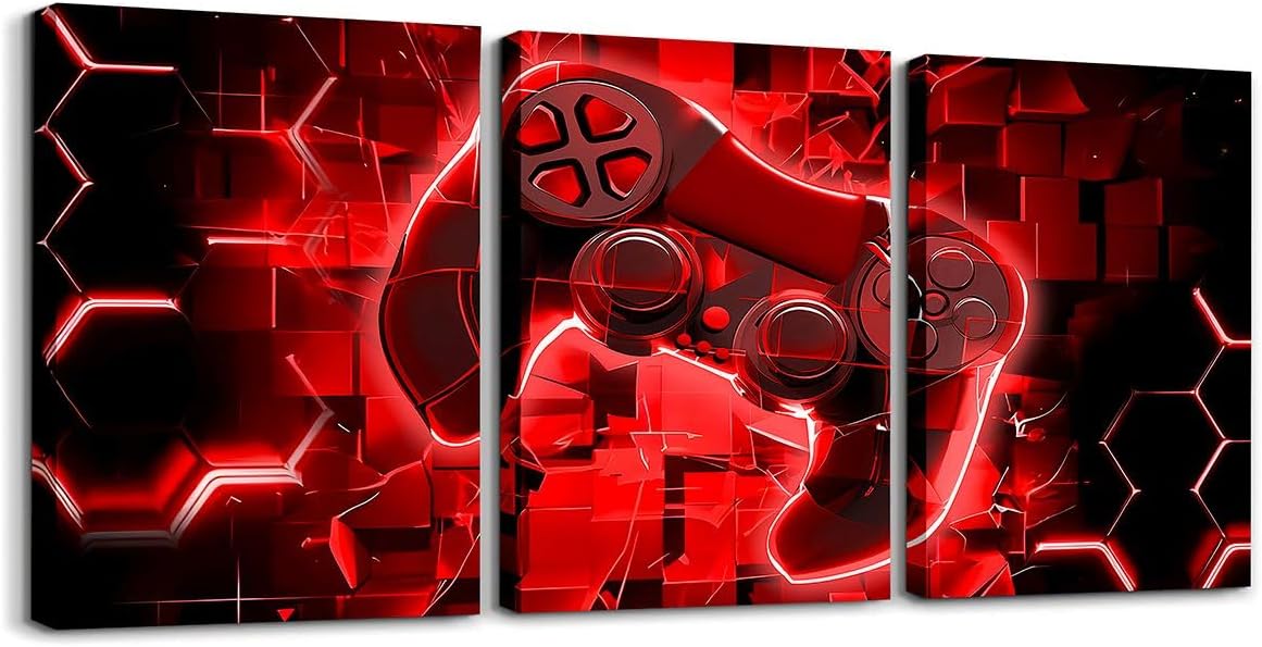 Modern Black Canvas Wall Art — 12" — Red Corl Black