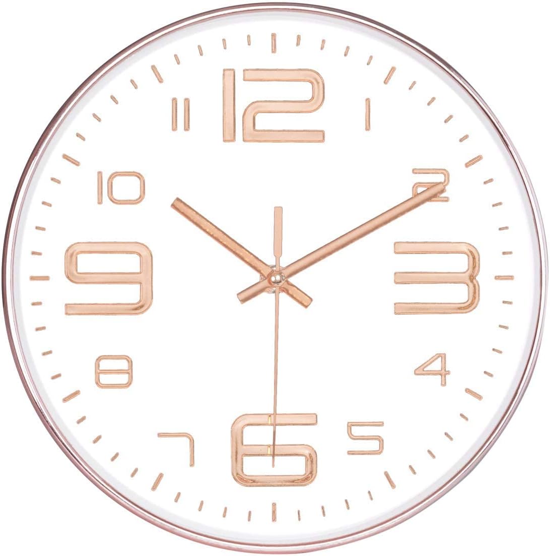 Modern Black Wall Clock — 12" — 10''rosegold