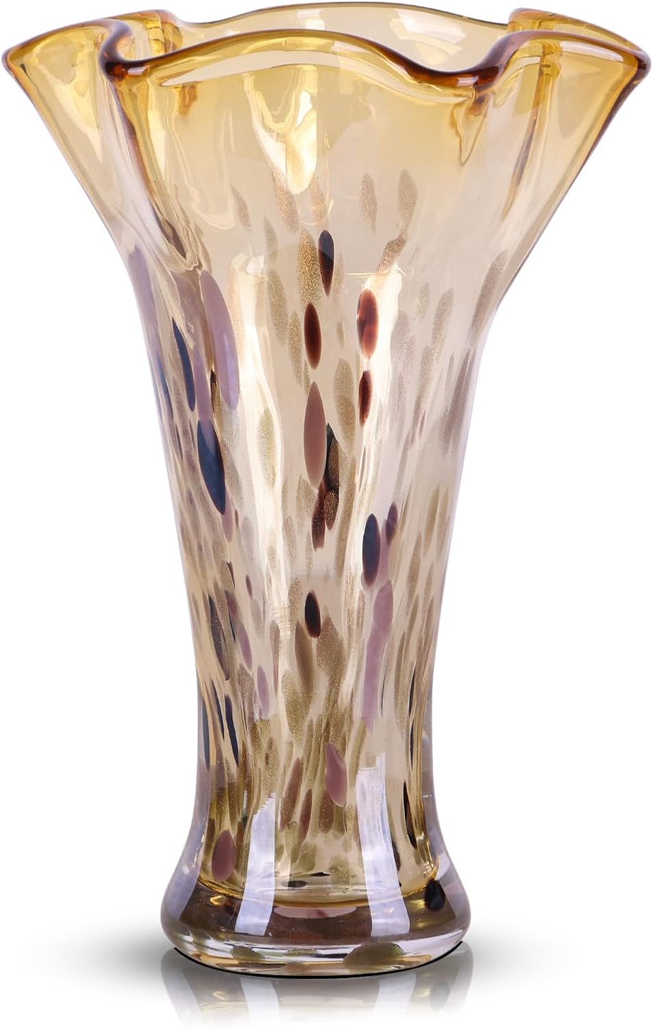 Blue Flower Vase — 9.0" — Gold Amber