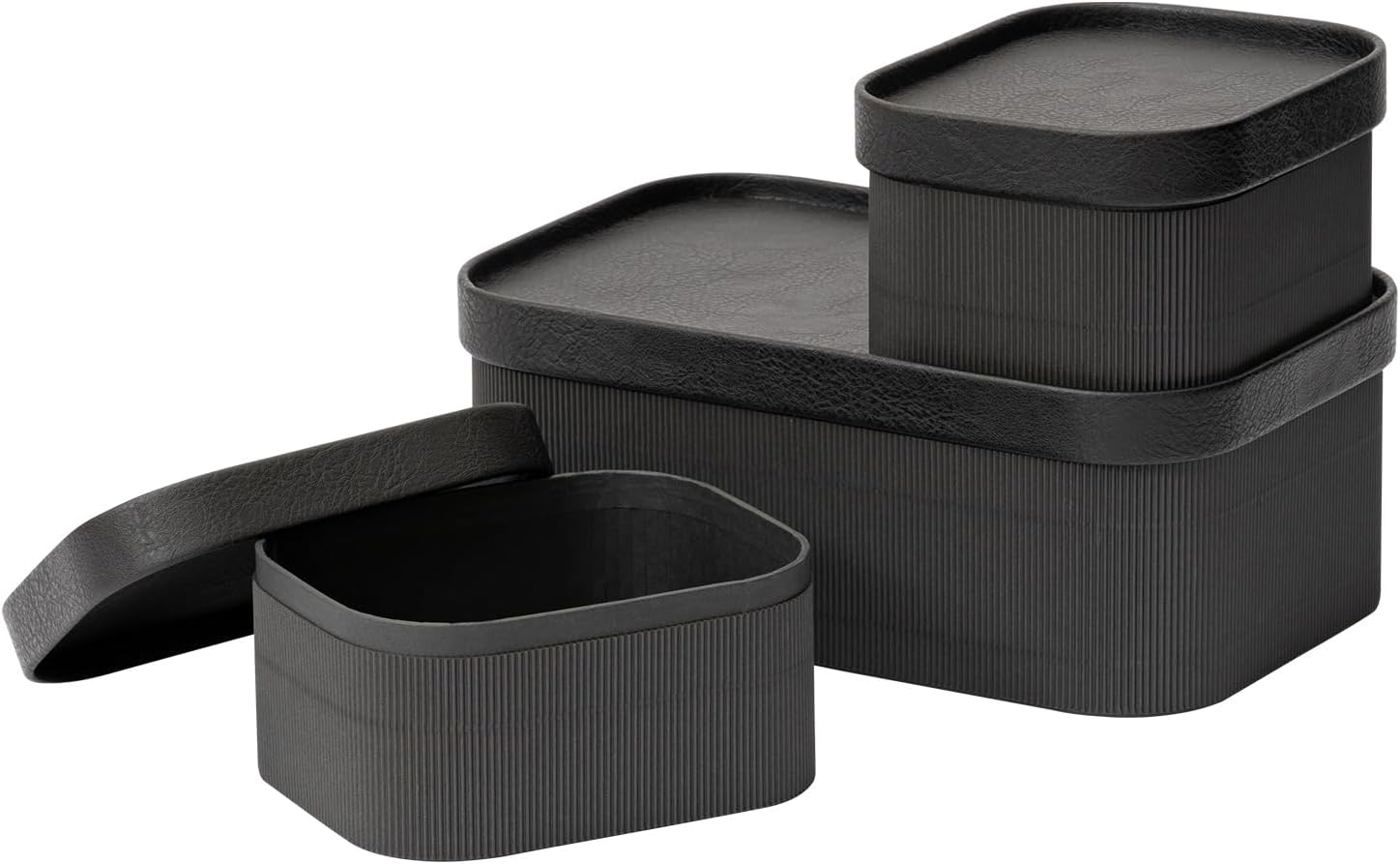 Beige Storage Basket — Set of 3 — Black