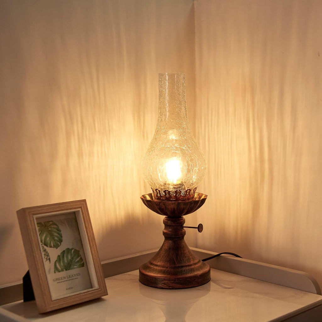 Vintage Farmhouse Orange Bedside Lamp - View 7