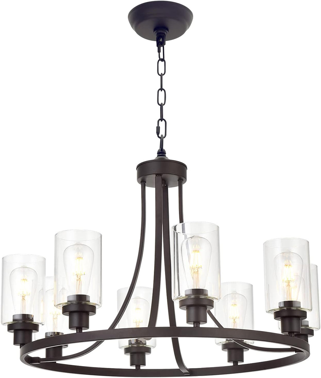 Farmhouse Black Chandelier — 6-Light — 8 Lights Oil Rubbed Bronze