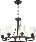 Farmhouse Black Chandelier — 6-Light — 8 Lights Oil Rubbed Bronze