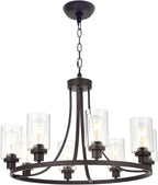 Farmhouse Black Chandelier — 6-Light — 8 Lights Oil Rubbed Bronze