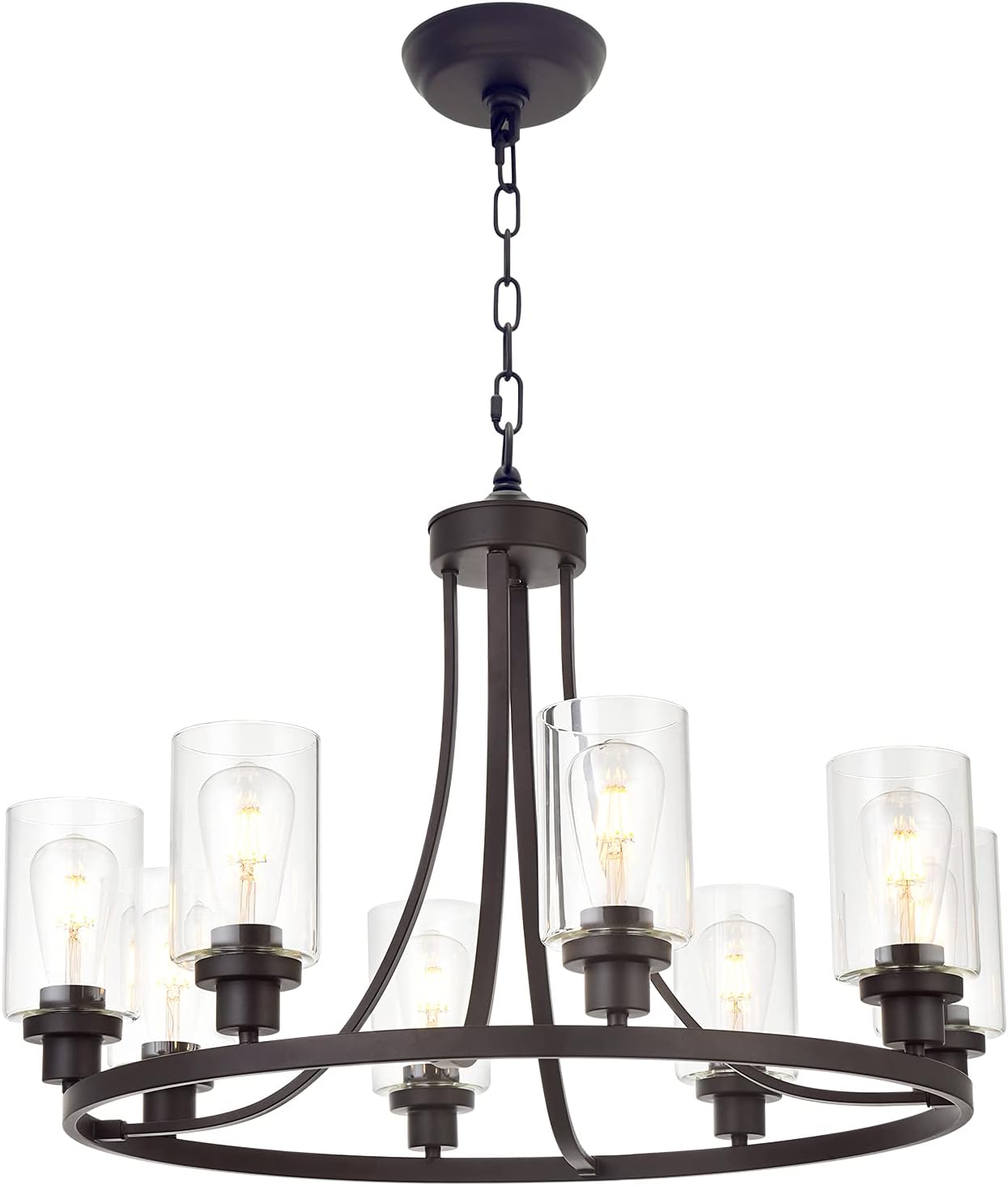 Farmhouse Black Chandelier — 6-Light — 8 Lights Oil Rubbed Bronze
