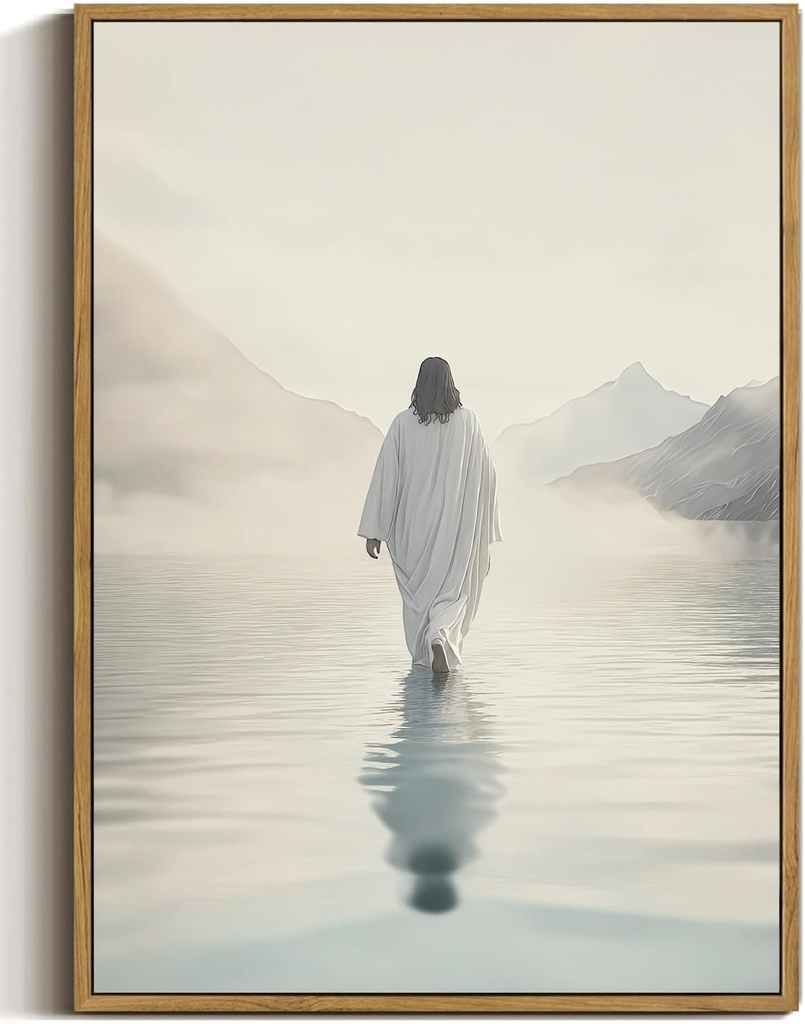 Framed Modern Beige Canvas Wall Art — 16" — Reflection