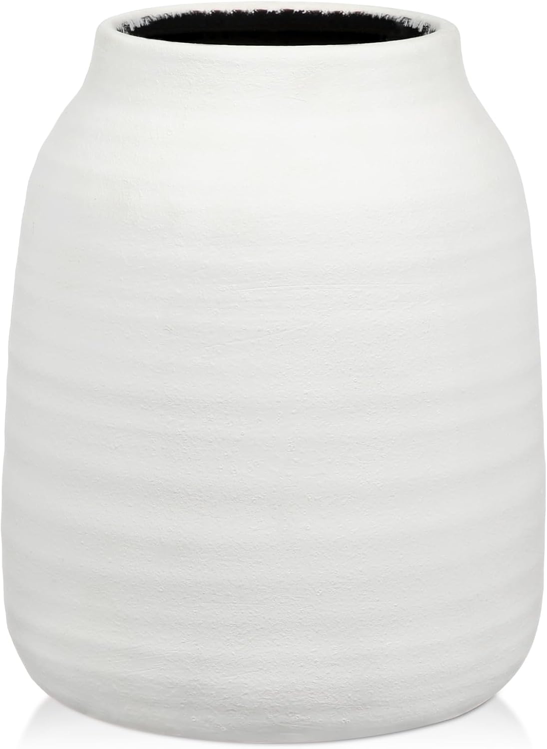 Vintage Farmhouse Brown Vase — 6" — White