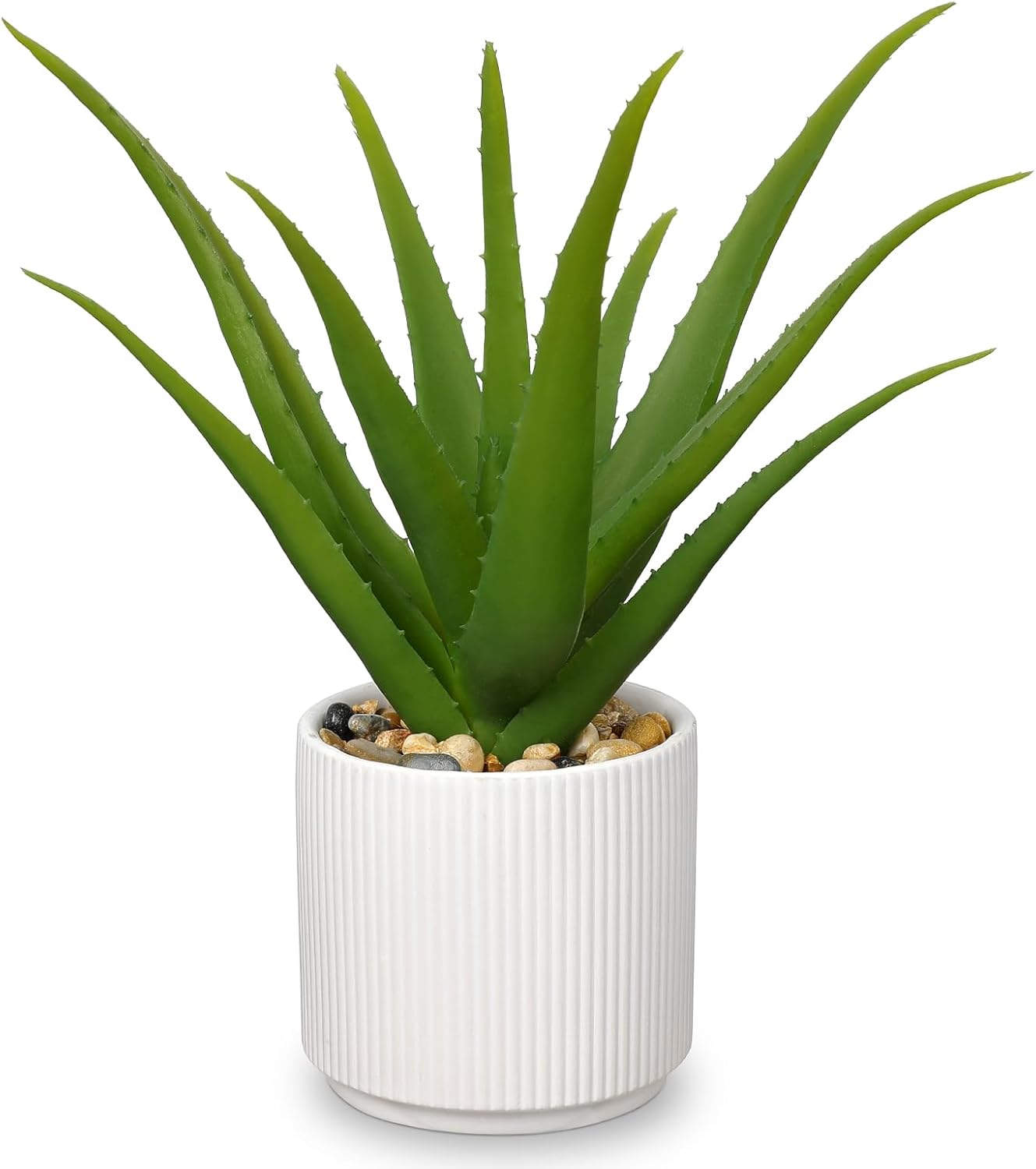 Black Faux Succulent — 13" — Green Aloe-13"