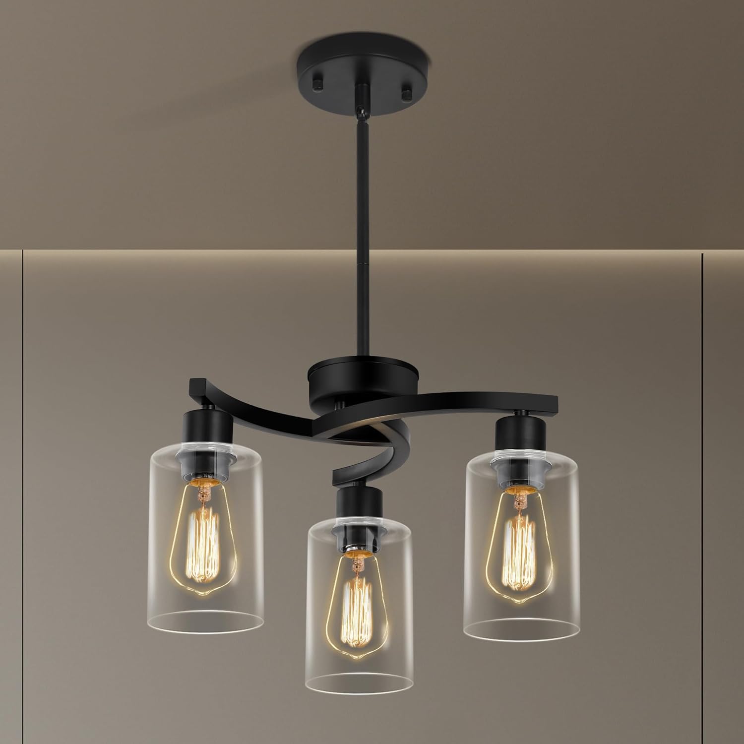 Farmhouse Black Chandelier — 9-Light — 16.5in/3-Light
