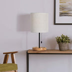 Linen Modern Wood Bedside Lamp - View 3