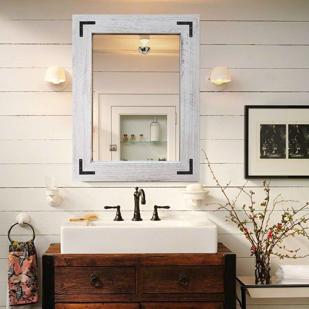 Round Farmhouse Black Wall Mirror — 32" — 30"L x 20"W