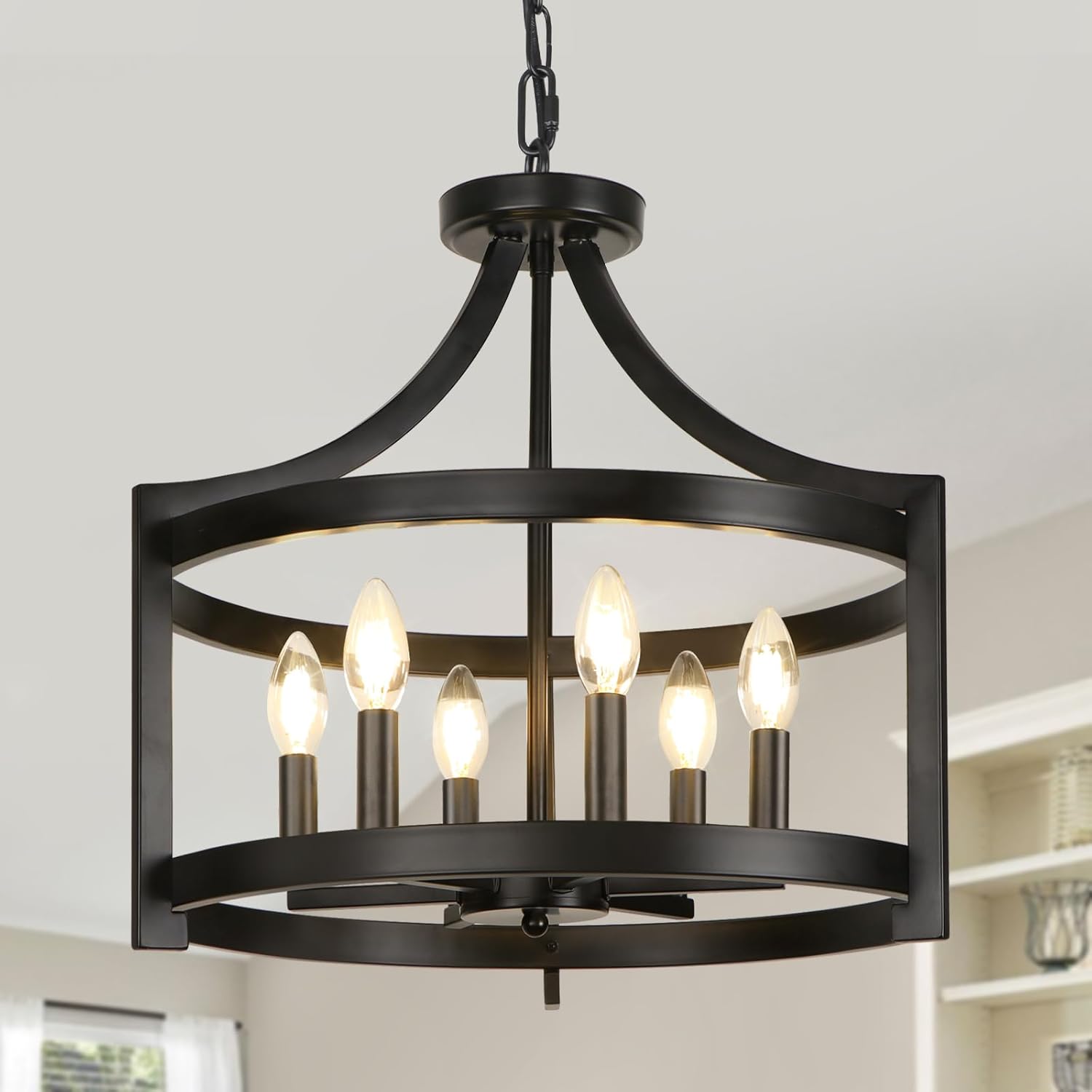 Convertible Farmhouse Black Chandelier — 6 Lights Black