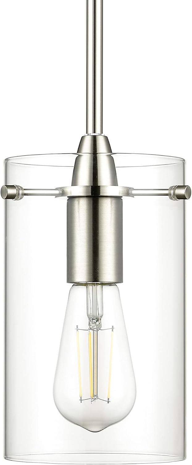 Black Pendant Light — Brushed Nickel