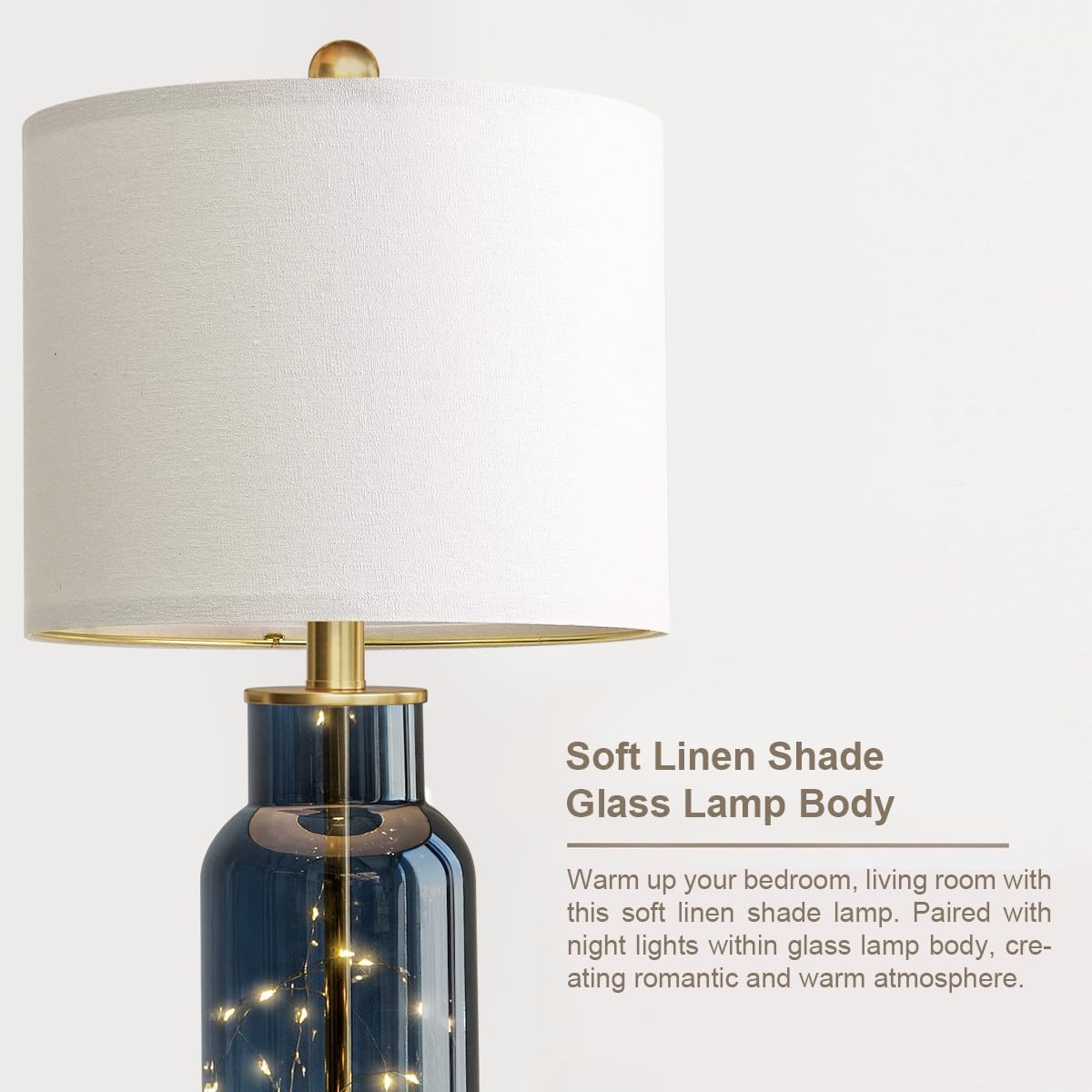 USB Modern Blue Bedside Lamp — 22" - View 5