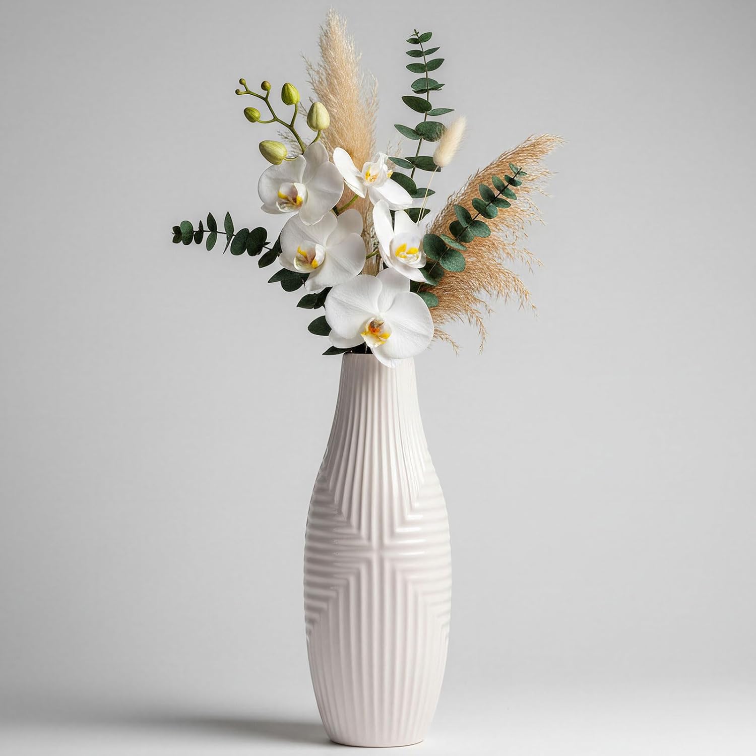 Modern Green Vase — 9.4" — White