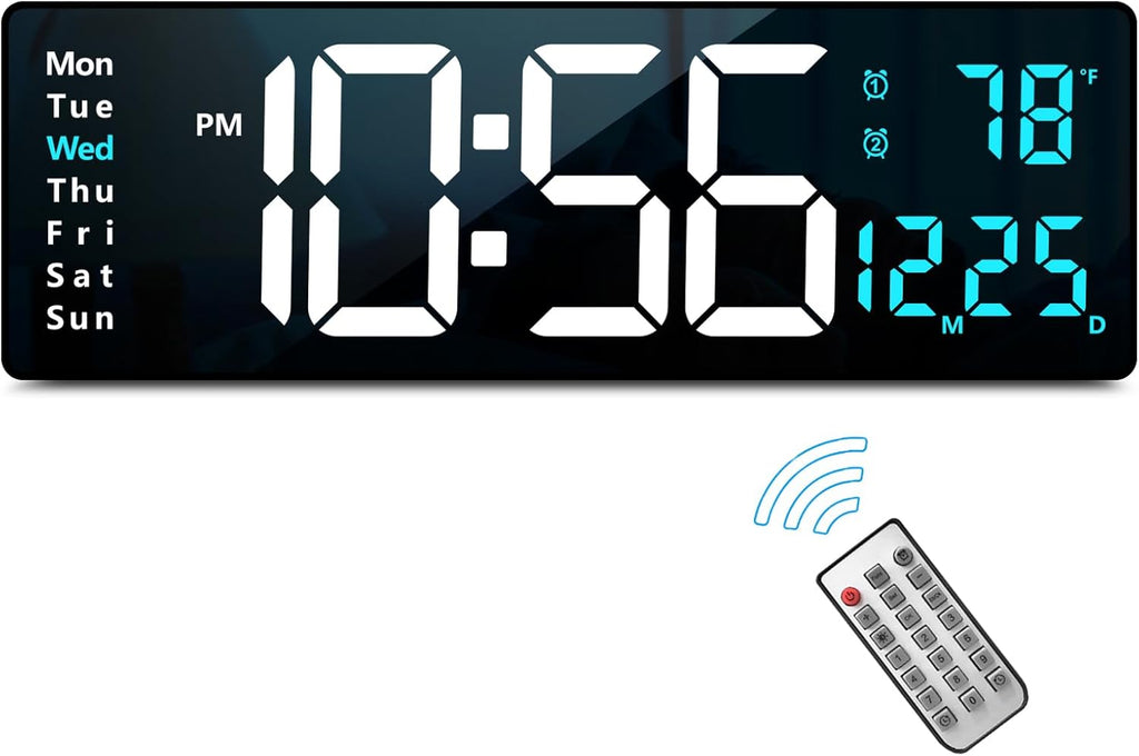 Black Wall Clock — 2" — Blue