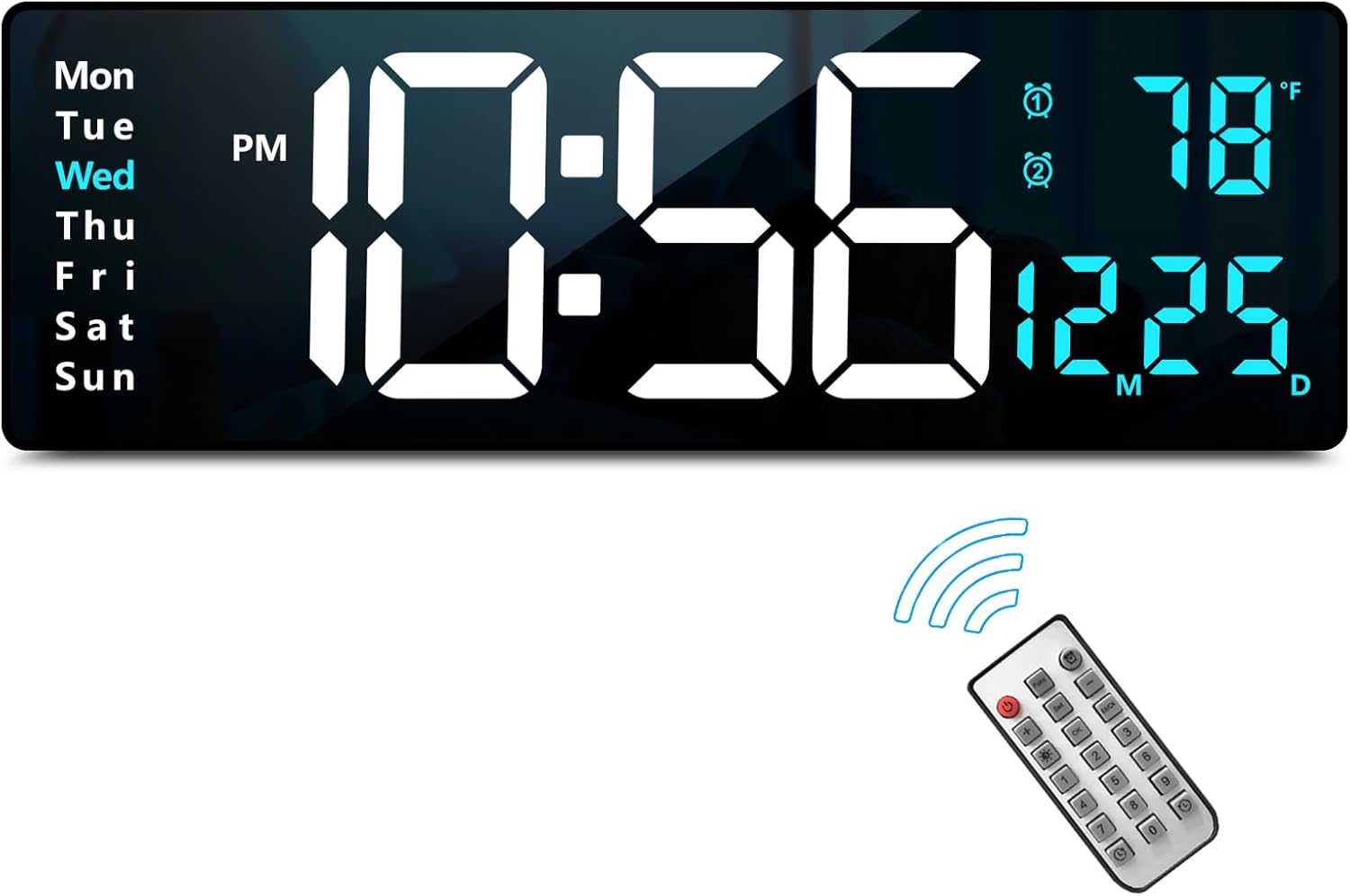 Black Wall Clock — 2" — Blue