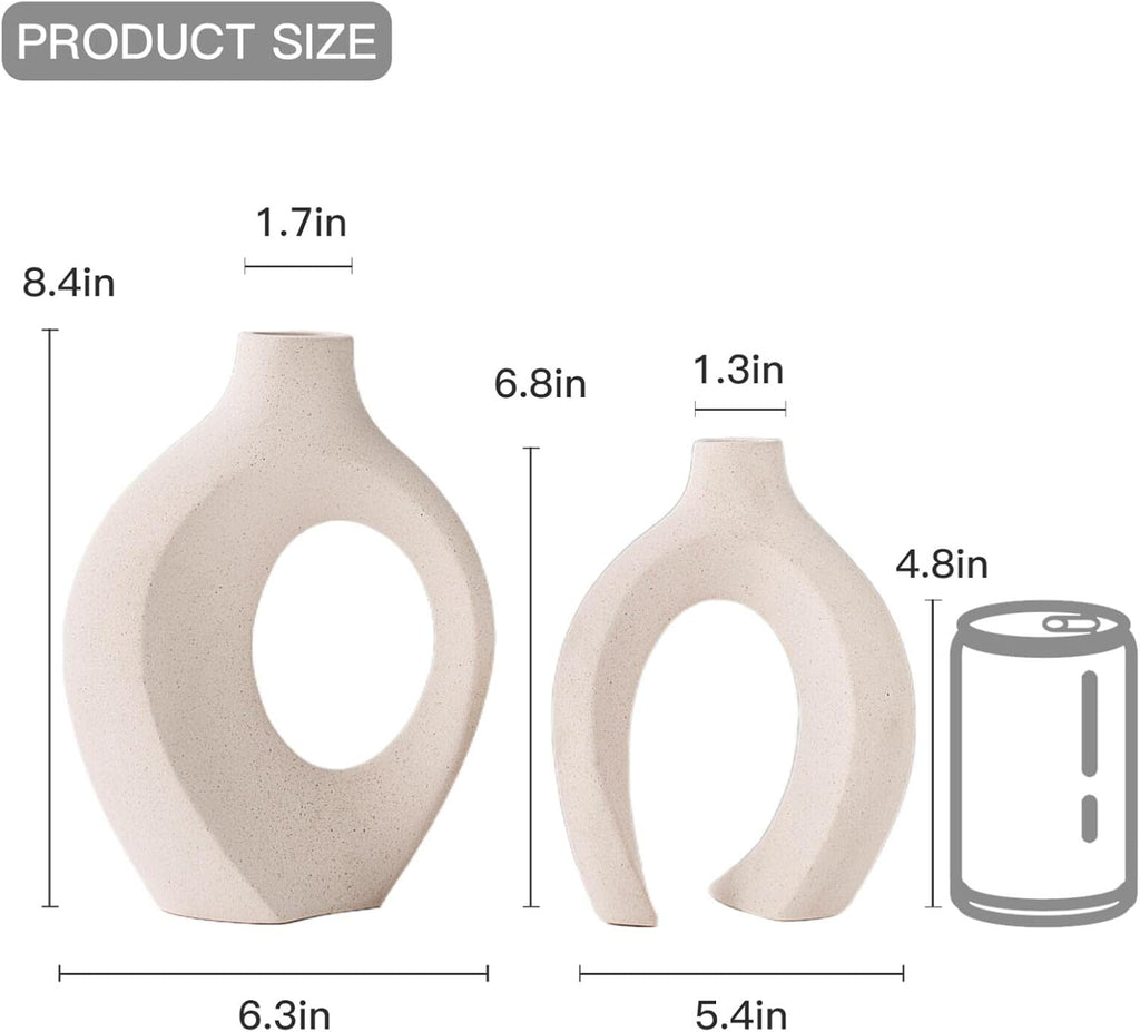 Boho Beige Flower Vase — 6.3" - View 6