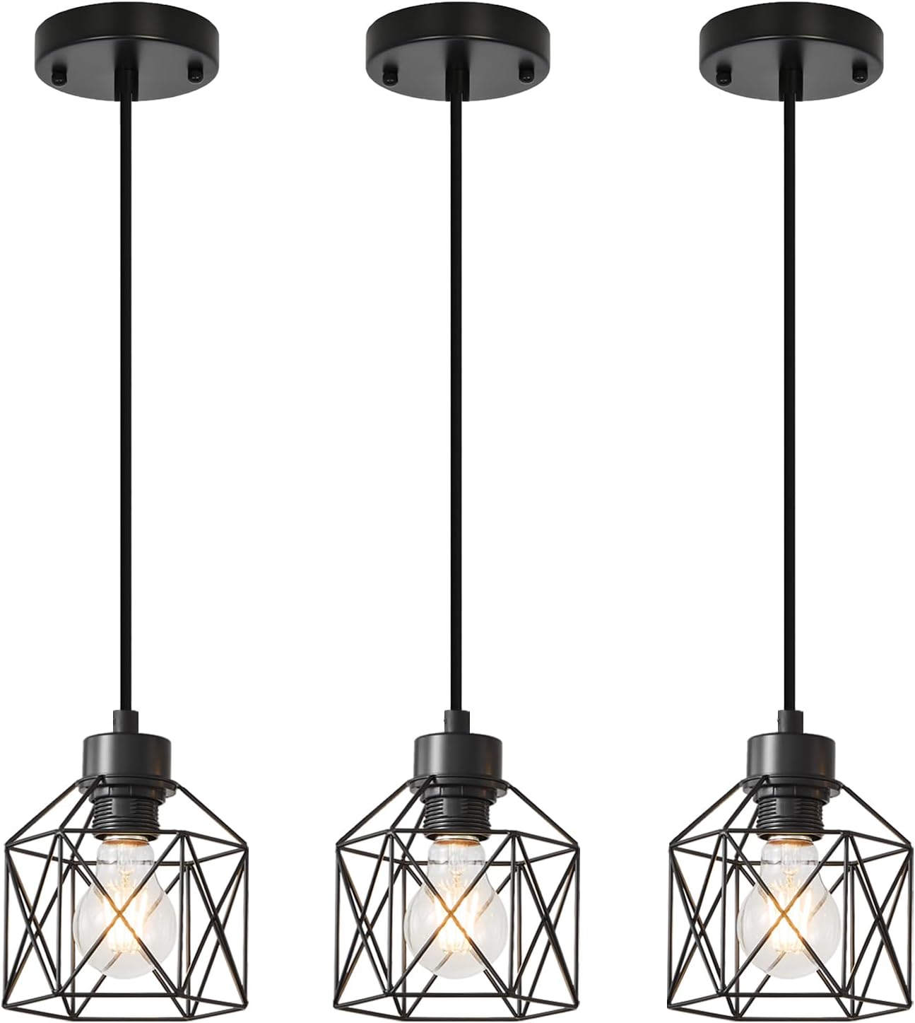 Farmhouse Black Pendant Light — 3-Light — Pendant Light 3 Packs