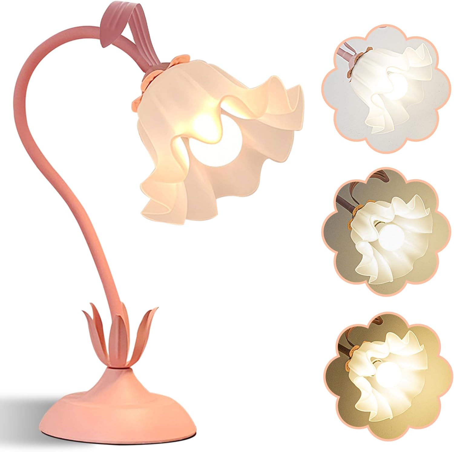 Vintage Green Table Lamp — Pink