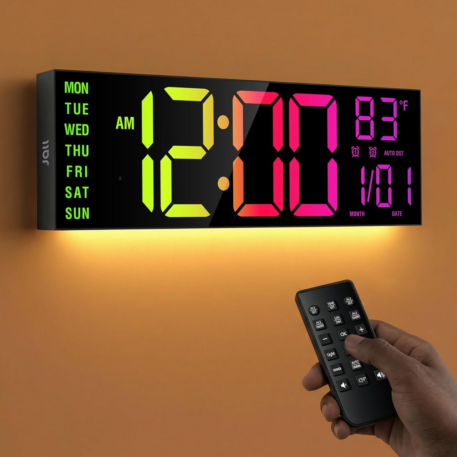 RGB Black Wall Clock — 15" — Black