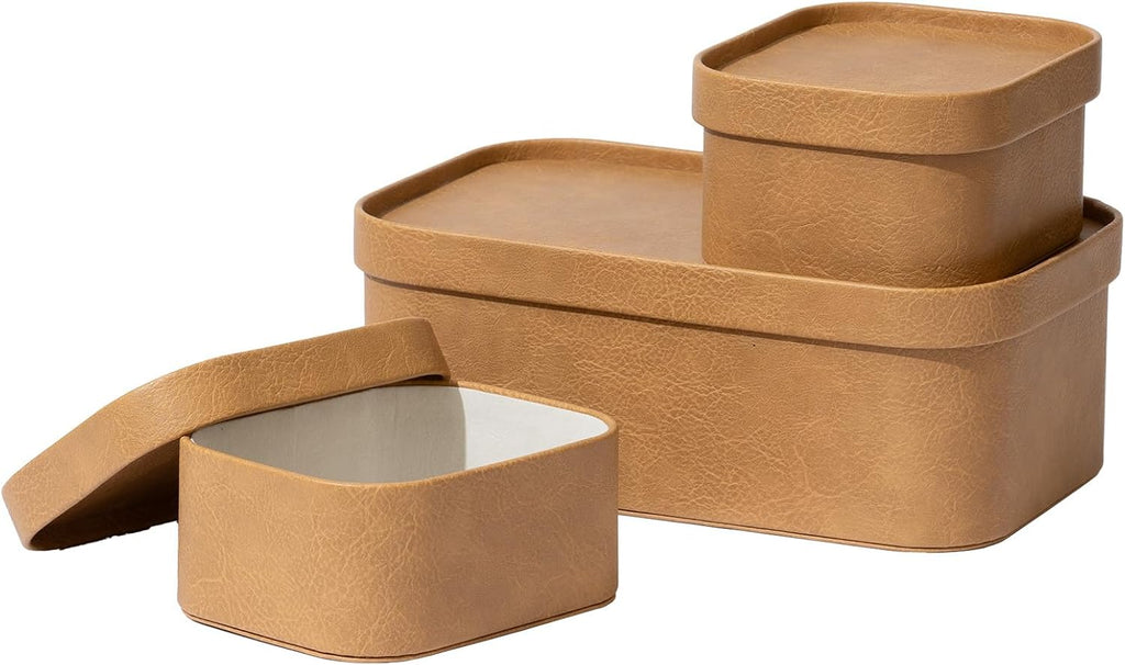 Beige Storage Basket — Set of 3 — Camel