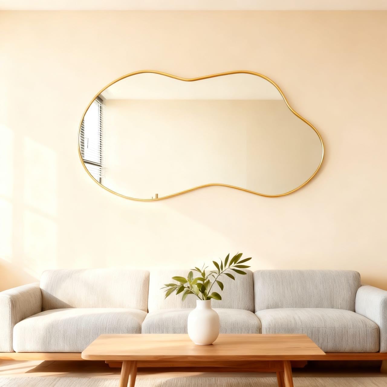 Round Luxe Black Wall Mirror — 12" — 36"L x 20"W