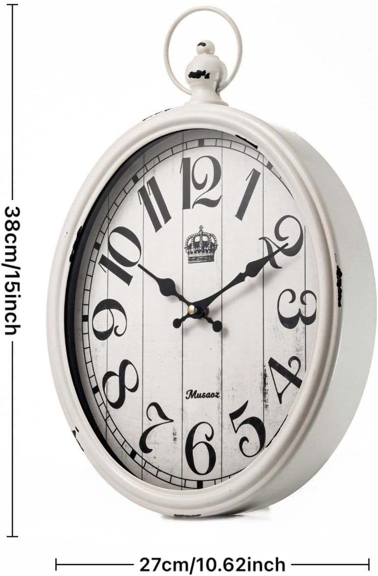Battery Operated Farmhouse Black Wall Clock — 16" - View 2