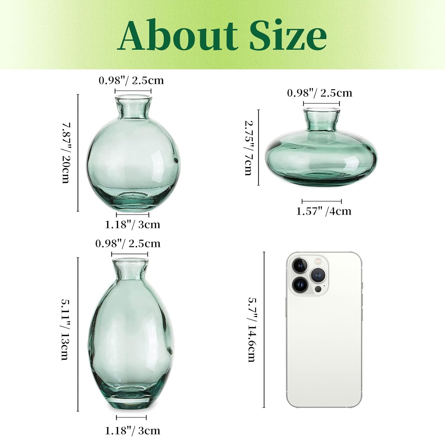 Green Flower Vase — Set of 3 - View 3